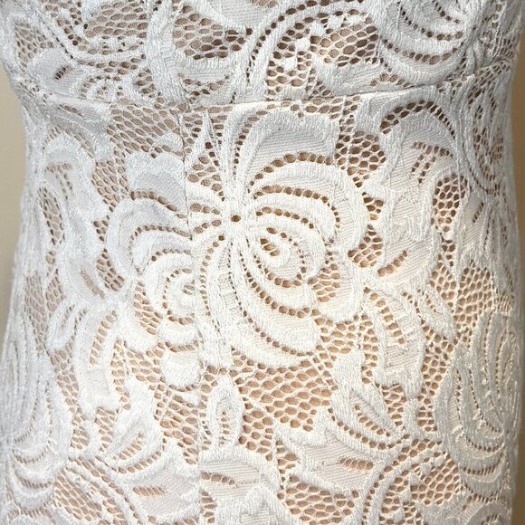 Midnight Dolls Ivory Nude Lace Mini Dress | Juniors Size 5 - Picture 4 of 8